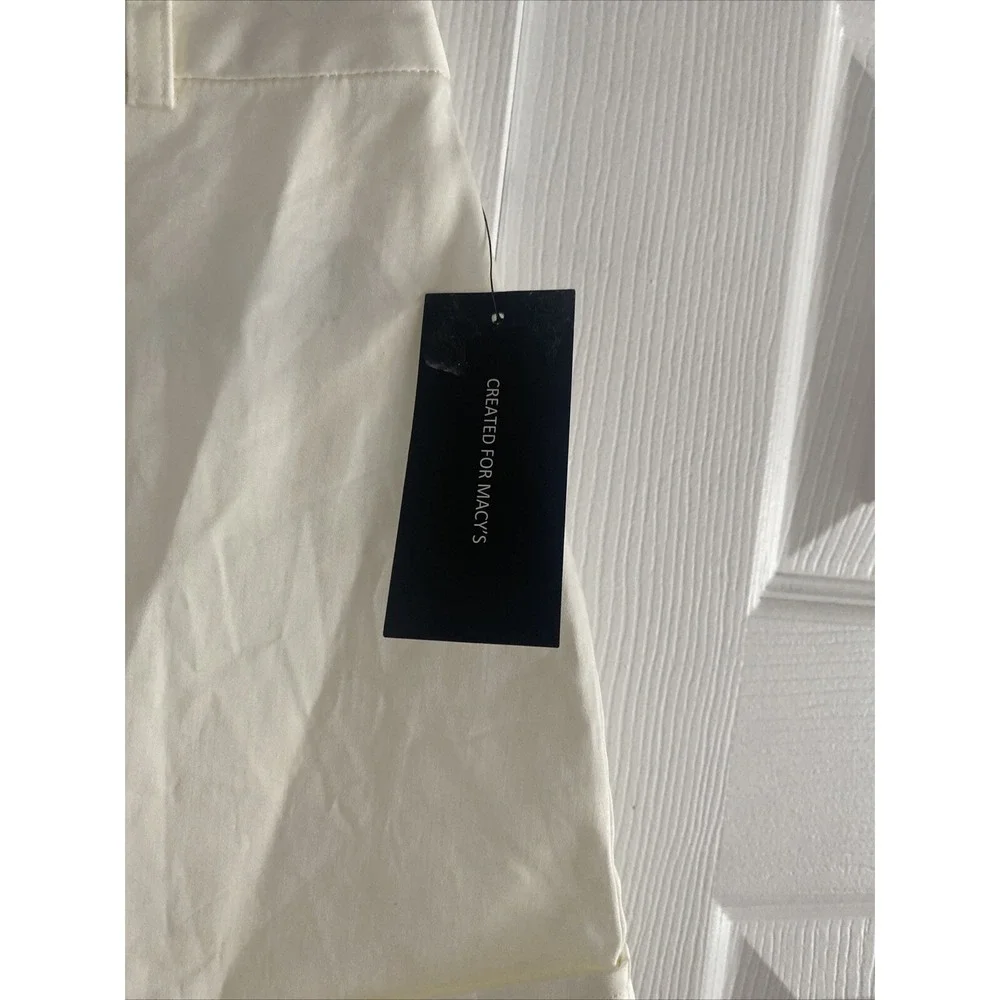Danielle Bernstein Cuffed Tailored Shorts Womens Size 2 Ivory Cotton Stretch NEW